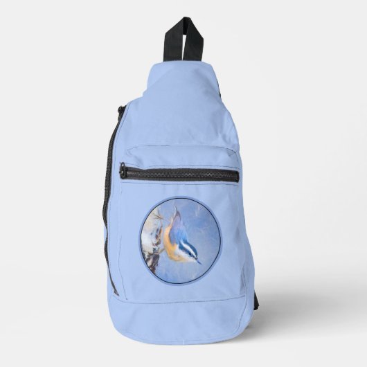Roodborst Nuthatch schilderij Originele Vogelkunst Sling Bag (Voorkant)