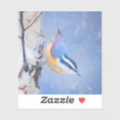 Roodborst Nuthatch schilderij Originele Vogelkunst Sticker (Vel)