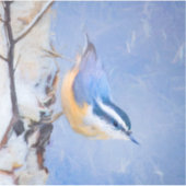 Roodborst Nuthatch schilderij Originele Vogelkunst Sticker (Voorkant)
