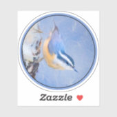 Roodborst Nuthatch schilderij Originele Vogelkunst Sticker (Vel)