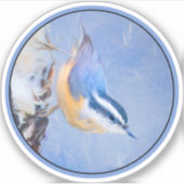 Roodborst Nuthatch schilderij Originele Vogelkunst Sticker (Voorkant)