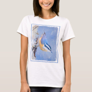 Roodborst Nuthatch schilderij Originele Vogelkunst T-shirt
