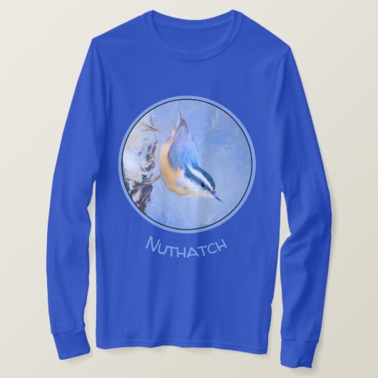 Roodborst Nuthatch schilderij Originele Vogelkunst T-shirt (Design voorkant)