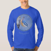 Roodborst Nuthatch schilderij Originele Vogelkunst T-shirt (Voorkant)