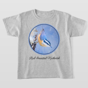 Roodborst Nuthatch schilderij Originele Vogelkunst T-shirt