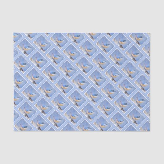 Roodborst Nuthatch schilderij Originele Vogelkunst Tissuepapier (Voorkant)