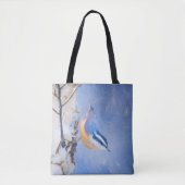 Roodborst Nuthatch schilderij Originele Vogelkunst Tote Bag (Voorkant)
