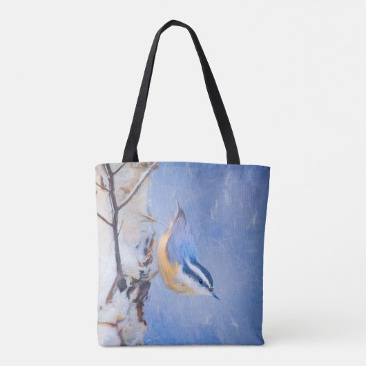 Roodborst Nuthatch schilderij Originele Vogelkunst Tote Bag (Achterkant)