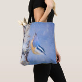 Roodborst Nuthatch schilderij Originele Vogelkunst Tote Bag (Dichtbij)