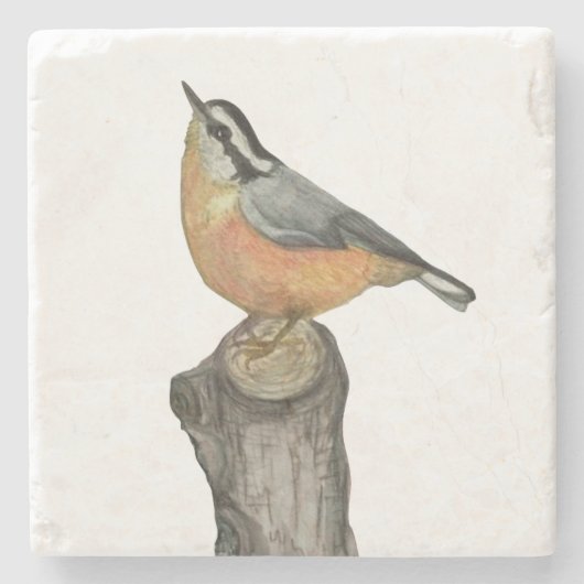 Roodborst Nuthatch Stone Onderzetter (Voorkant)