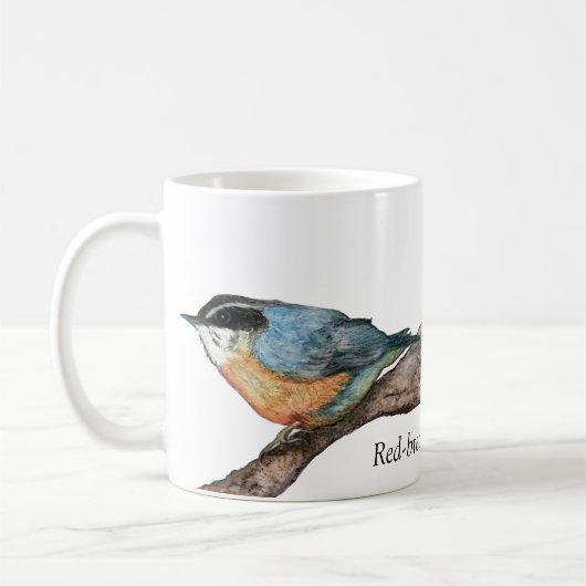 Roodborst Nuthatch White Coffee Mok (Links)