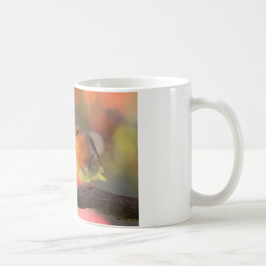 Roodborst op een tak koffiemok (Rechts)