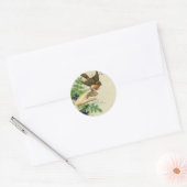 Roodborst op hand ronde sticker (Envelop)