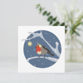 Roodborst op tak feestdagenkaart (Staand voorkant)