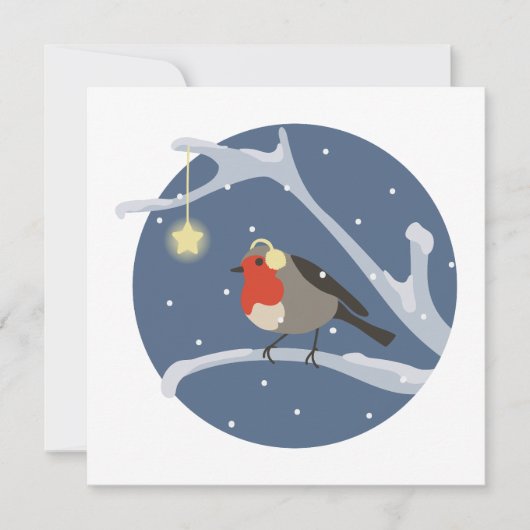 Roodborst op tak feestdagenkaart (Voorkant)