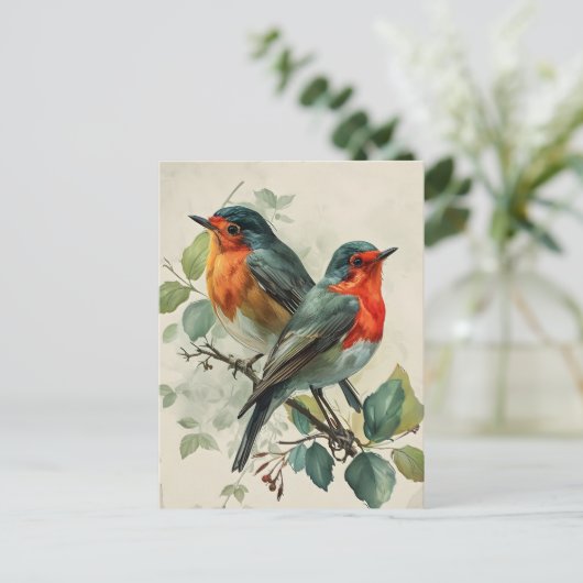  roodborst Robin Briefkaart (Staand voorkant)