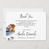 Roodborst-rouwkaart bedankje kaart (Voorkant)