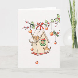 Roodborst sneeuw Kerstkaart Kaart