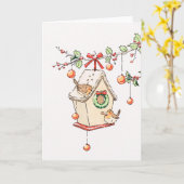 Roodborst sneeuw Kerstkaart Kaart (Gele Bloem)