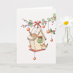 Roodborst sneeuw Kerstkaart Kaart