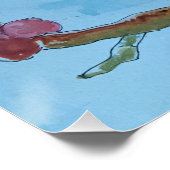 Roodborst waterverf Glanzende Poster (Hoek)