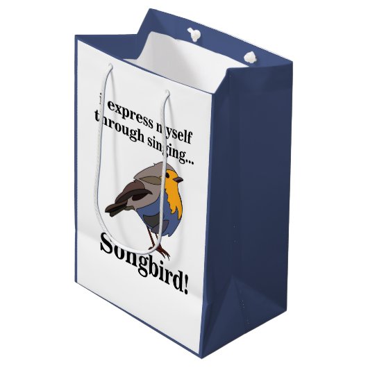 Roodborst Zangvogel Medium Cadeauzakje (Voorkant Gekanteld)