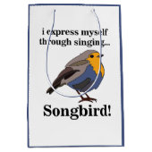 Roodborst Zangvogel Medium Cadeauzakje (Voorkant)