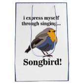 Roodborst Zangvogel Medium Cadeauzakje (Achterkant)
