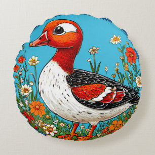 Roodborstgans Vogel Wilde Dieren Decoratie Rond Kussen