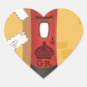 Roodborstje bezorgt een brief hart sticker