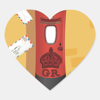 Roodborstje bezorgt een brief hart sticker