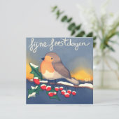 Roodborstje, fijne Feestdagen Kaart (Staand voorkant)