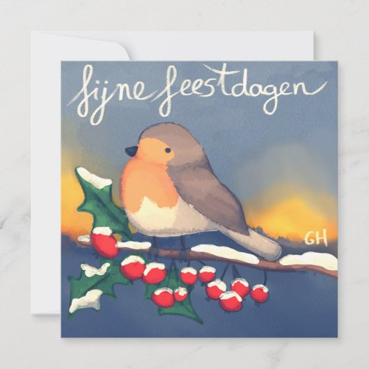 Roodborstje, fijne Feestdagen Kaart (Voorkant)