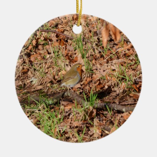 Roodborstje Keramisch Ornament (Voorkant)