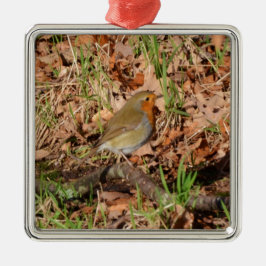 Roodborstje Metalen Ornament