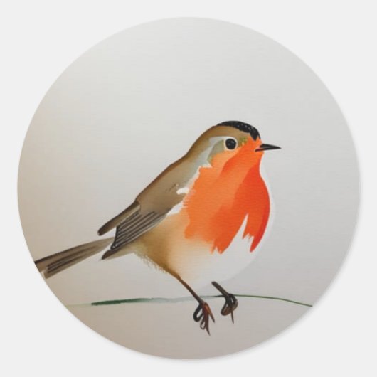 Roodborstje Ronde Sticker (Voorkant)