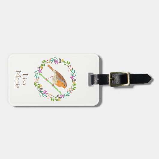 Roodborstje, vogel van Kerstmis Bagagelabel (Voorkant horizontaal)