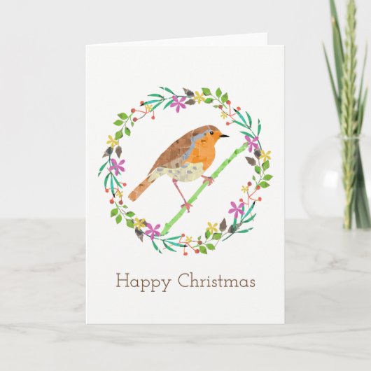 Roodborstje, vogel van Kerstmis Feestdagen Kaart (Voorkant)