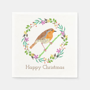 Roodborstje, vogel van Kerstmis Servetten