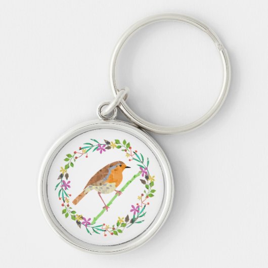 Roodborstje, vogel van Kerstmis Sleutelhanger (Voorkant)