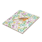 Roodborstje, vogel van Kerstmis Tegeltje (Zijkant)