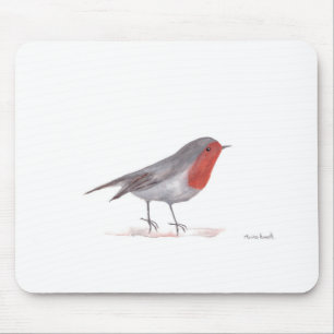Roodborstje watercolor winter Kerstmis cute Muismat