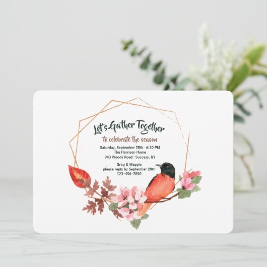 Roodborstvogel Kaart (Staand voorkant)