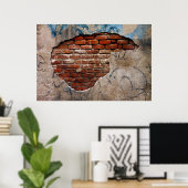 Roodbrick onder graffiti met een muur van luiers poster (Thuiskantoor)