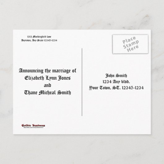 Roodbriefdag bruiloft aankondiging (Achterkant)