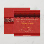 Roodbrocade Hindu bruiloft Kaart (Voorkant / Achterkant)