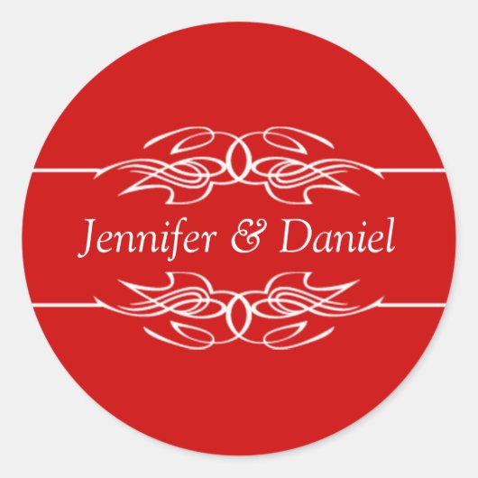 Roodbruidskop en bruin ronde sticker (Voorkant)