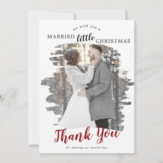 Roodbruik met penseeltje Kerstmis Dank je Feestdagenkaart (Voorkant)