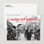 Roodbruin en gehuwde kalligrafie Wedding Holiday Feestdagenkaart (Voorkant / Achterkant)