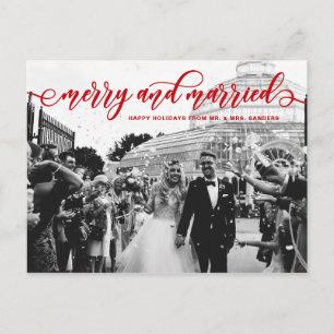 Roodbruin en gehuwde kalligrafie Wedding Holiday Feestdagenkaart